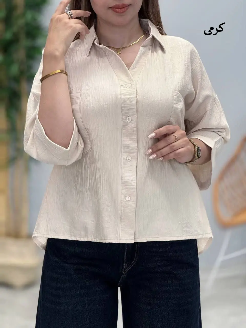 3484-شومیز دوجیب نیکا